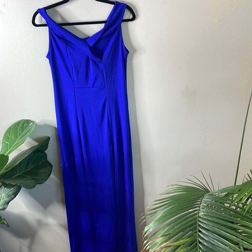 Off the shoulder maxi dress with thigh high slit